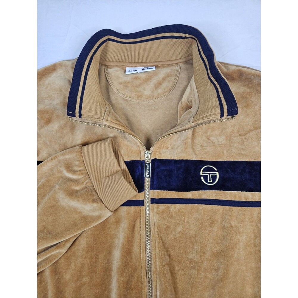 Sergio Tacchini Track Jacket Men's Size 3XL Tan Damarindo Velour THE GENTLEMAN